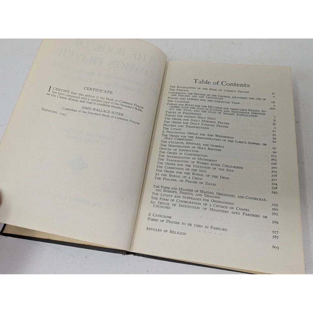 Vintage 1945 Book Of Common Prayer Psalter Episcopal Church Black Hardcover